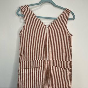 Beach Lunch Lounge Orange Stripe Cropped Linen Jumpsuit Small